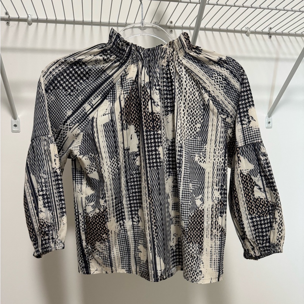 Poppy Oak Ponder-Print Black/Cream Girls/Teen Blouse Size 18
